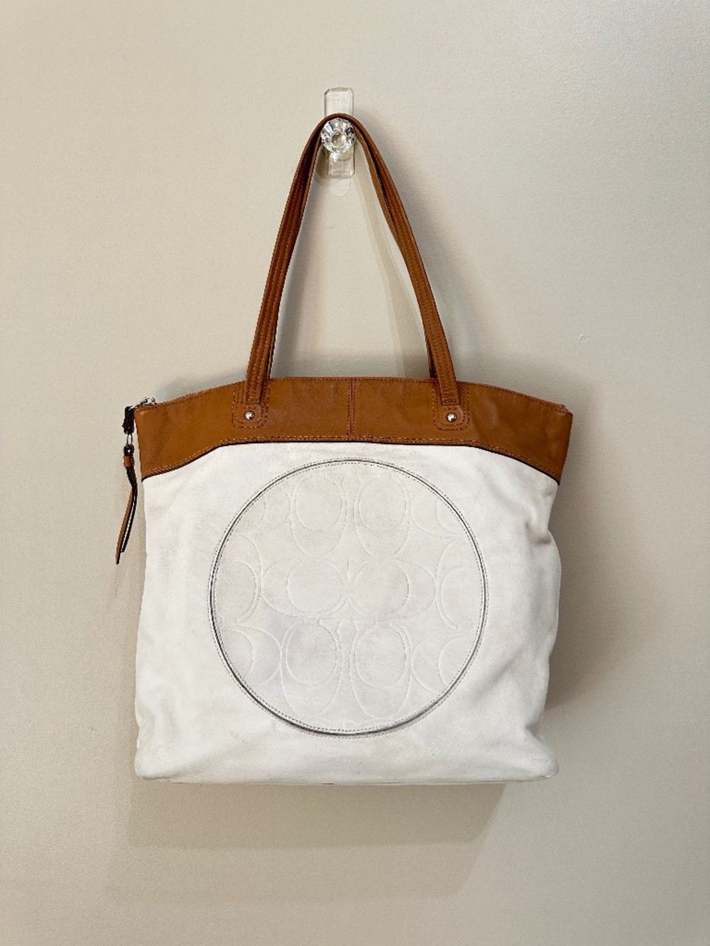 Vintage Coach Laura Leather Circle Embossed Signature Zip Tote Bag F18336 Y2K